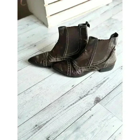 LIKE NEW Cafe Noir Brown Leather Ankle Boots Women’s Size 38 - Picture 3 of 6